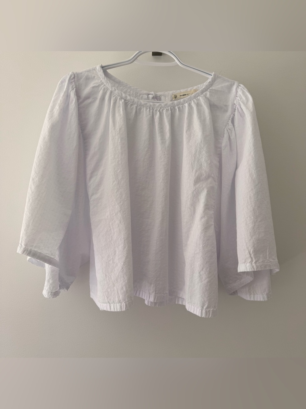Everlane White Peasant Top with Puff Sleeves